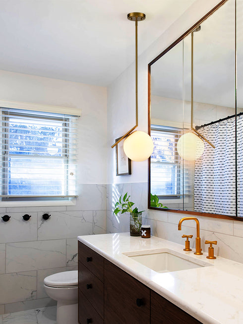 Modern Mini Gold Pendant Light with Milk Glass Globe